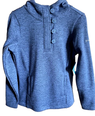 Columbia Mujer M Azul Pullover 1/2 Botón Cuello Alto Suave Tejido Sudadera con Capucha Nuevo con Etiquetas Foto 1 de 4
