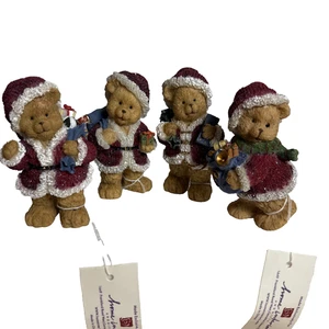 Set of 4 Home Interiors Christmas Bear Figures Resin Santa Lot New w Tags - Picture 1 of 5