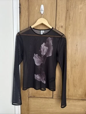 & Other Stories Mesh Top With Flower Medium - Image 1 of 4
