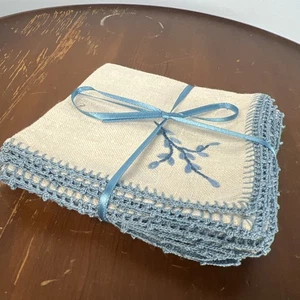 Set 4 tovaglioli vintage in tessuto ricamato floreale - Foto 1 di 7