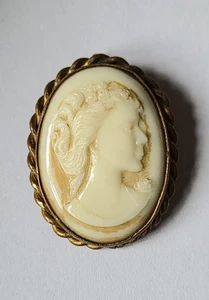 Vintage Pressglas Kamee Brosche  - Bild 1 von 4