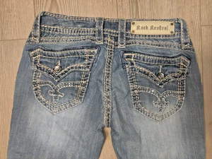 Rock Revival Jeans Womens 29 Scarlett Boot Bling Embellished Y2K Light Denim - Picture 1 of 14