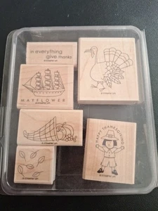 Stampin’ Up! Estampillas de goma de madera de Acción de Gracias ligeramente usadas  - Imagen 1 de 2