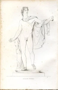 Apollo Pythianus............Mythology...... Antique Etching....1836 - Picture 1 of 1