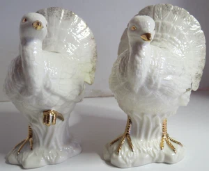 Mikasa Pair of Fine Porcelain FK001 Holiday Elegance Turkey Candlestick Holders - Picture 1 of 11