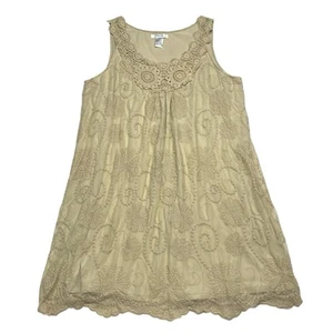 Pinky Women's Lace Dress Brown Beige Size XL Boho - Picture 1 of 7