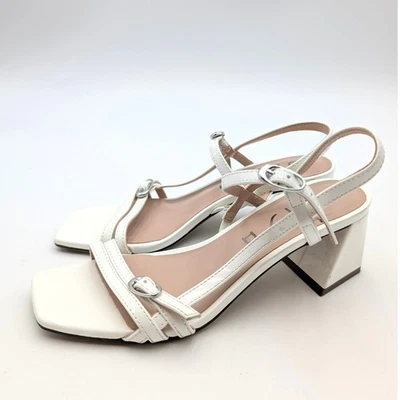 Sandalias de tacón bloque Unisa Laider para mujer con correa al tobillo blancas talla US6M EU36.5 Foto 1 de 4