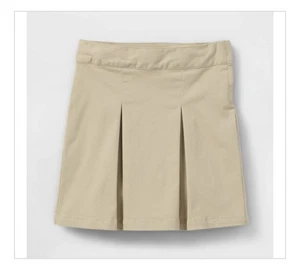 Cat & Jack Girls' Pleated Twill Uniform Skort adjustable waist Khaki Size 8 - Picture 1 of 5