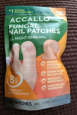 Accallo Treatment Extra Strength: Toenail 8-Hour Fungus Patches x 32