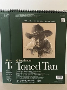 Lot Of 4 Strathmore Toned Tan Sketch Paper Pads 11x14 & 9x12 Artist Quality - Picture 1 of 2