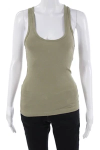 Agolde Women Green Basic Sleeveless Round Neck Tank Cotton Blend Size S - Picture 1 of 5