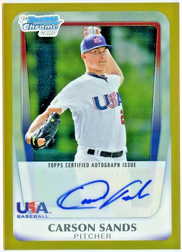 2011 Bowman Chrome Draft USA National Team Gold Refractor auto Carson Sands #/50 - Image 1 of 1