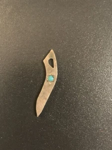 Vintage 925 TURQUOISE Inlay Blade PENDANT Amulet Southwestern Rare - Picture 1 of 11