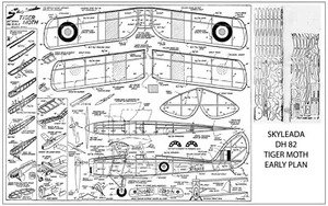 Skyleada D.H. Tiger Moth plan 20" span free flight - Picture 1 of 1