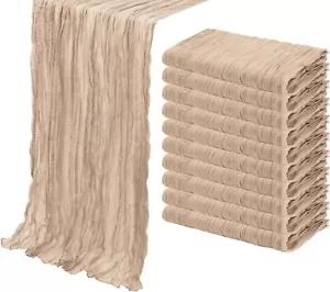 10 Pack Cheesecloth Table Runner 38x120” Boho Gauze for Wedding, Ivory/Beige/Tan - Picture 1 of 3
