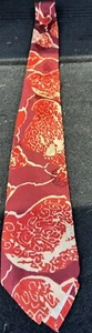 Vintage Selected Fabric Cravat Necktie In Terracotta, Orange, Cream On Damask - Picture 1 of 4