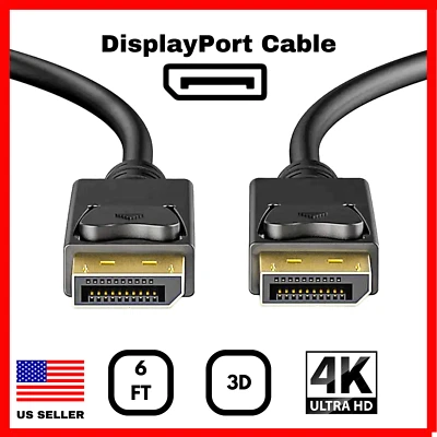 DisplayPort to Display Port Cable Male to Male For Gaming Monitor Graphics card - Image 1 of 4