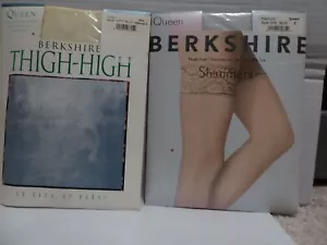 2 Pr. BERKSHIRE LACE TOP THIGH HIGH STOCKINGS Ivory & White SIZE Queen 1 &2 - Picture 1 of 2