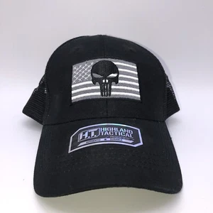 Gorra HT Highland Tactical Punisher Flag Snapback de malla negra para camioneros OSFA - Imagen 1 de 3
