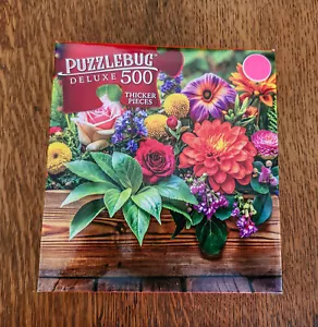 Puzzlebug Deluxe *Pretty Wooden Flower Box* 500 piece Jigsaw Puzzle 20x12 - NEW! - Picture 1 of 3