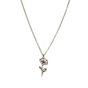 Collar Colgante de Flor de Nacimiento Enchapado en Oro 14K - Gloria de la Mañana de Septiembre - Imagen 1 de 7