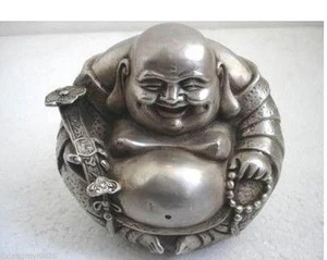 Colecciona Estatua de Buda Maitreya Amitābha Meditando Plata Tibetana Rara - Imagen 1 de 3