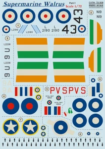 Print Scale 72-308 1/72 scale Decal for airplane - Supermarine Walrus World War - Bild 1 von 12