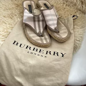 BURBERRY Pink NOVA Plaid CHECK ESPADRILLES WEDGE SANDALS Mules UK 5 - Picture 1 of 14