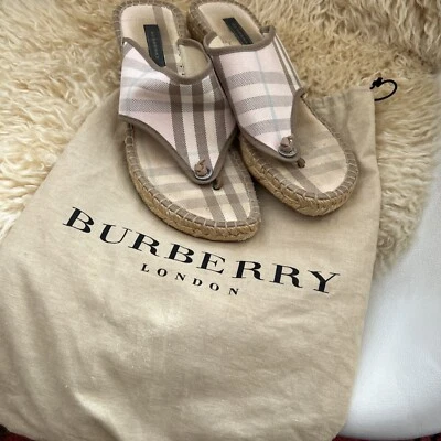BURBERRY Pink NOVA Plaid CHECK ESPADRILLES WEDGE SANDALS Mules UK 5 - Image 1 of 4