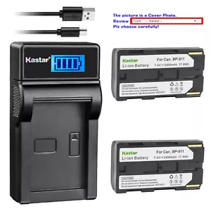 Kastar Battery LCD USB Charger for BP-911 BP-915 Canon G1500 G2000 GL1 GL-1 GL2 - Picture 1 of 11