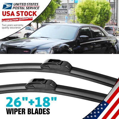 Front Windshield Wiper Blades Pair 26"+18" All Season For INFINITI Q70 2014-2016 - Изображение 1 из 4