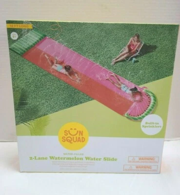  Sun Squad Watermelon 2 Lane Water Slide - Double Slip n Slide - 18 pés - Imagem 1 de 4