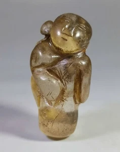 Tibetan Nepalese Himalayan Ancient Old Wealth Boy crystal Pendant 水晶送财童子吊坠 - Picture 1 of 10