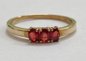 ANILLO RUBÍ ORO 9CT - TALLA S - TRIOLOGÍA IMPRESIONANTE - Imagen 1 de 11