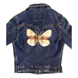 HARD TAIL Blue Denim Button Closure Butterfly Jean Jacket Womens Sz Small USA - Picture 1 of 11