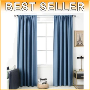 Noise Reducing Blackout Drapes - 54x84 Inch Rod Pocket Curtains for Living Room - Picture 1 of 9