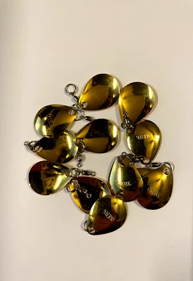BOGDAN'S TACKLE SUPPLY 12 ct. Gold #3 Smooth Colorado Blades with swivels. Spinner Bait Parts, Lures.
