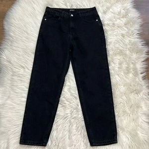 Nasty Gal Black Denim High Waist Mom Jeans Relaxed Fit Size UK 12 US 8 - Picture 1 of 11