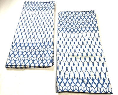 Pottery Barn Pillowcases (2) King Geometric Blue White 100% Organic Cotton - Image 1 of 4