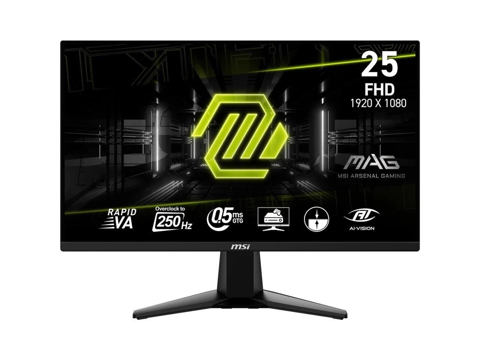 MSI MAG 255XFV 24.5” FHD Gaming Monitor – 250Hz (OC), 0.5ms GTG, Rapid VA, - Image 1 of 4