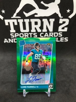 2021 Panini Donruss Optic LUKE FARRELL RC Rated Rookie Green Prizm Auto #3/5 - Image 1 of 2