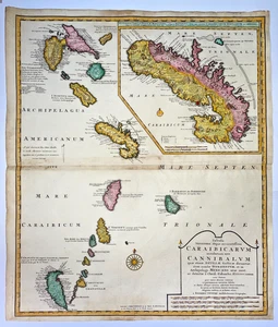 KARIBIK um 1730 R. & J. OTTENS GROSSE AUSGEFALLENE ANTIKE KARTE - Bild 1 von 11