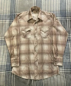 Camicia Vintage H Bar C Ranchwear Pearl Snap Manica Lunga Uomo Taglia 15,5-33 Large - Foto 1 di 8