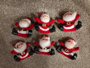 6 Vintage Santa Tree Decorations Red  - Picture 1 of 17