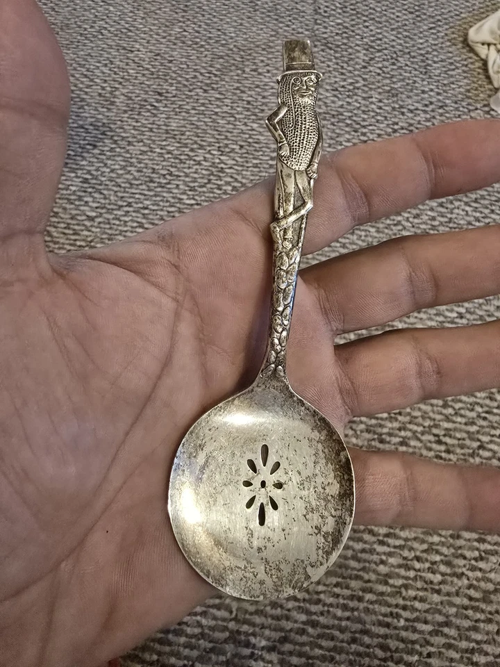 900 Silver Baby Spoons with Figural Handles and Repousse - Free Shipping USA - Image 1 of 4