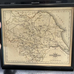 Antique engraving Print Of Yorkshire Map . J Cary Engraver 1787 .london Framed - Picture 1 of 13