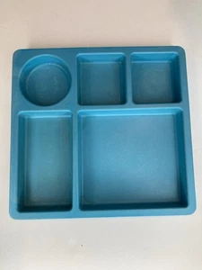 bobo&boo Bamboo Kids Divided Bento Plate Dolphin Blue BPA-free - Picture 1 of 1