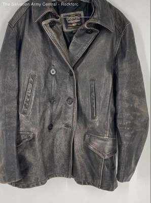 Abrigo Cockpit Usa Mujer Negro Marrón Cuero Bolsillos Doble Pecho Guisante Talla 2XL Foto 1 de 4