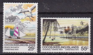 COCOS ISLAND #51-52 MNH YACHTS & SEAGULLS / SAILBOATS IN LAGOON (CHRISTMAS) - Picture 1 of 1