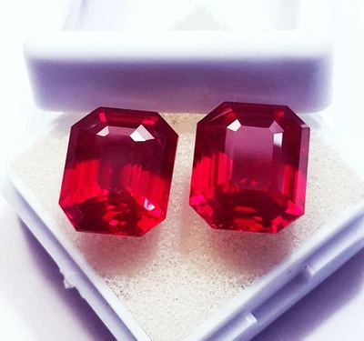 Certified Natural Ruby Radiant Cut Pair 8 to 10 Ct Loose Gemstone RL34 - Image 1 of 4